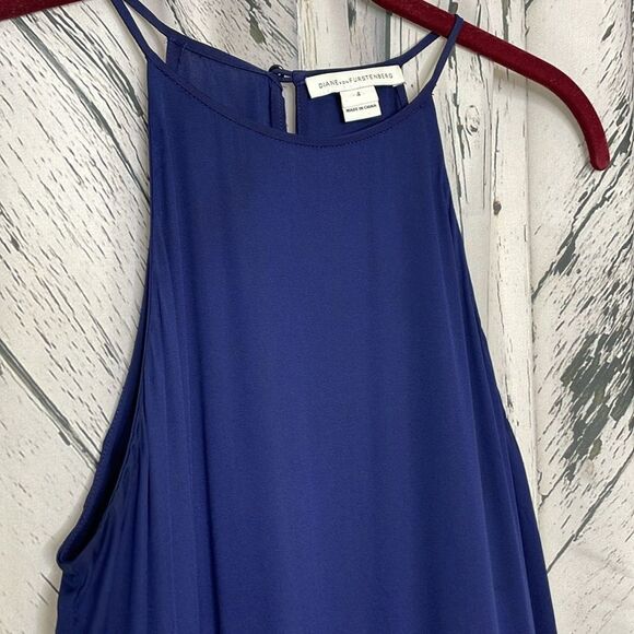 Diane Von Furstenberg Davin Navy Drawstring Jumpsuit Silk Blend 4 - Picture 5 of 10